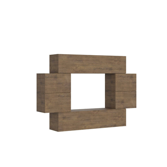 Composizione modulare per soggiorno Isoka A07 L.234 H.160 P.39,2 in finitura legno, ideale per arredare pareti attrezzate moderne con stile.