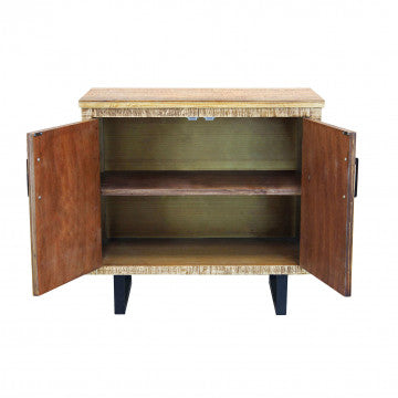 Mobile 2 ante in legno naturale con gambe metallo nero 90x45x83cm