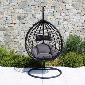 Dondolo con struttura metallo tortora e seduta wicker, tubi 42x2,5 mm
