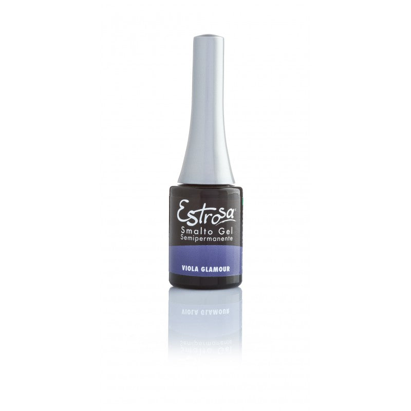 Smalto gel semipermanente viola Glamour Estrosa in bottiglia da 7 ml con applicatore lungo, ideale per unghie colorate e durature