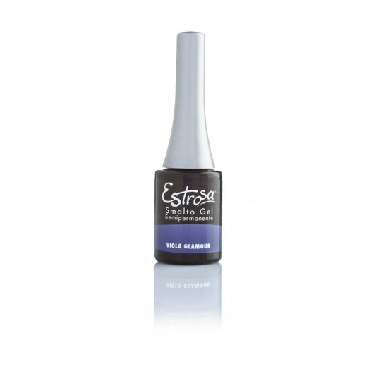 Smalto gel semipermanente viola Glamour Estrosa in bottiglia da 7 ml con applicatore lungo, ideale per unghie colorate e durature