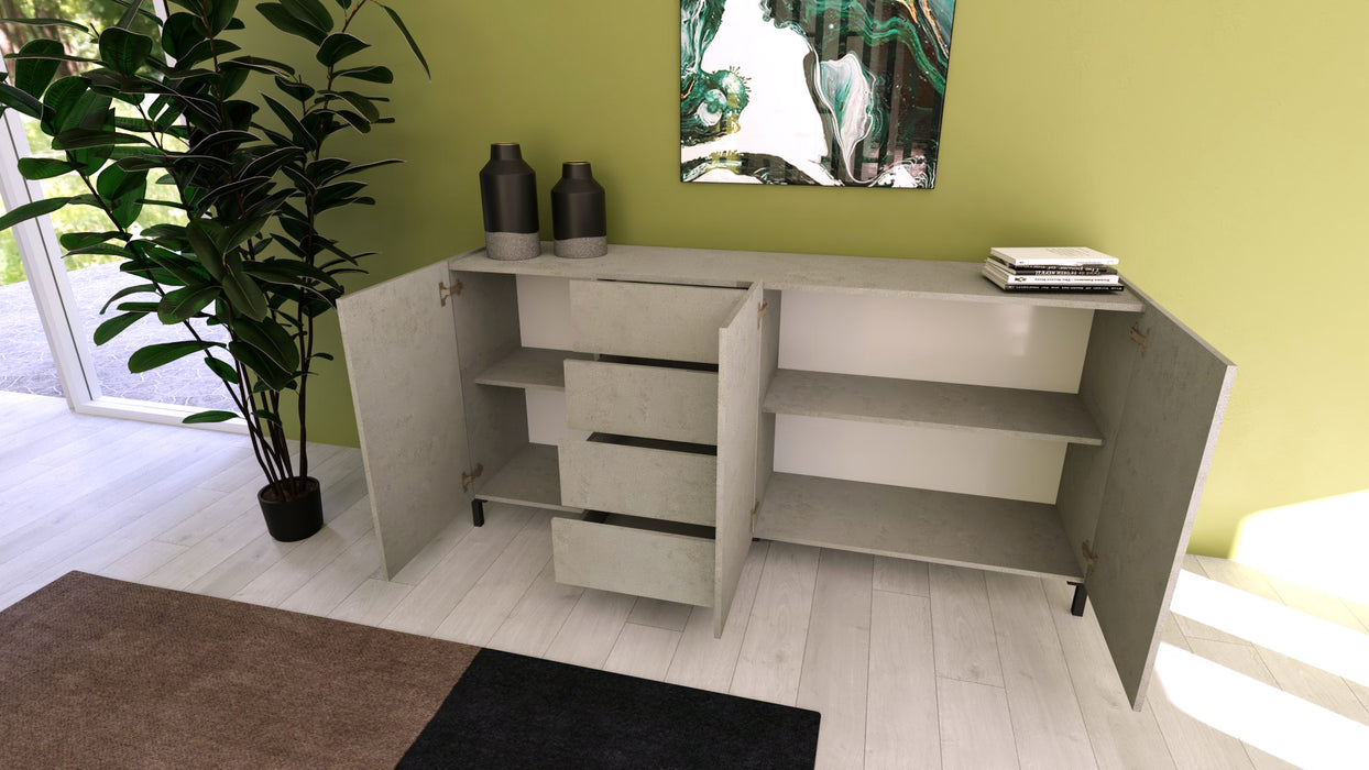 Madia e Credenza Solaria cashmere con ante e cassetti