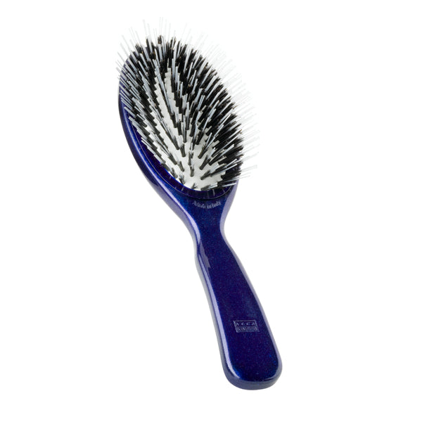 Spazzola extension professionale ACCA KAPPA con setole di cinghiale naturale, manico ergonomico blu, ideale per cura dei cavalli, SKU: 12AX6953