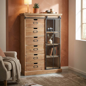 Mobile con struttura in metallo e legno, dimensioni 82x39,5x123 cm