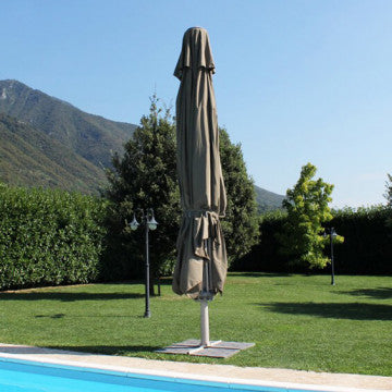 Ombrellone quadrato 5x5 m, telo poliestere 350 gr, palo telescopico alluminio