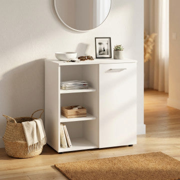 Mobiletto 1 anta e 3 mensole in truciolare bilaminato bianco
