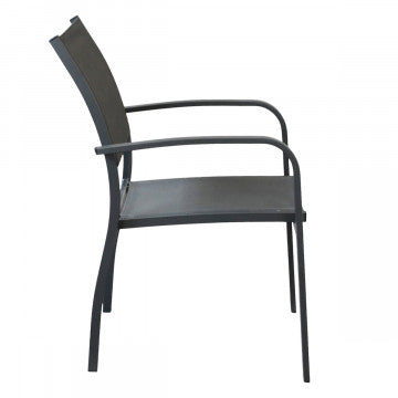 Poltrona struttura alluminio verniciato, seduta textilene, 56x65x87 cm