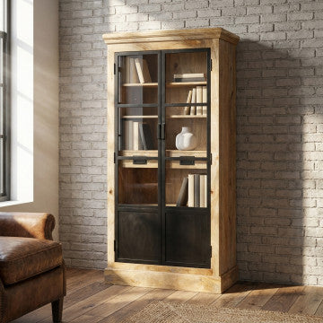 Mobile Chester in mango con 2 ripiani e 6 cassetti 90x45x180 cm