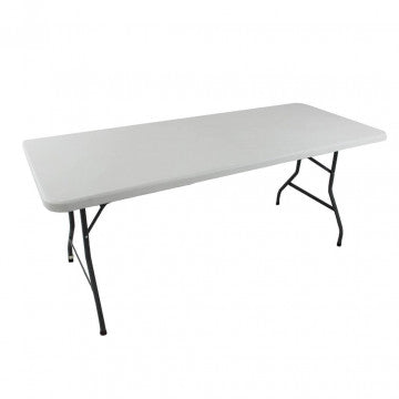 Tavolo catering struttura metallo verniciato piano ABS bianco 180x75x74 cm