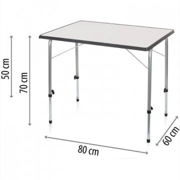 Tavolino pieghevole regolabile in altezza, piano MDF 80x60 cm, struttura acciaio