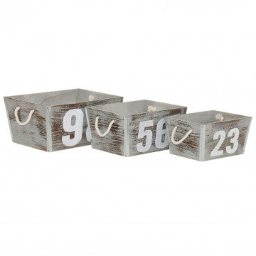 Set 3 cassette legno paulonia decoro grigio dimensioni grande media piccola