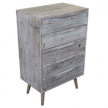 Cassettiera 5 cassetti legno paulonia MDF 60x40x95 cm colore tortora