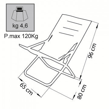 Sdraio canapone telo Oxford struttura acciaio 25mm portata 120kg