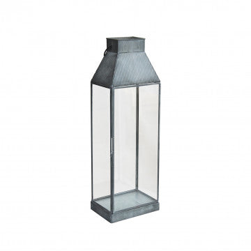 Lanterna Kassy Grande in metallo e vetro grigio 18x12,5x51 cm