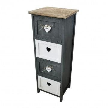 Mobiletto in legno con 4 cassetti, dimensioni 30x27,5x81 cm