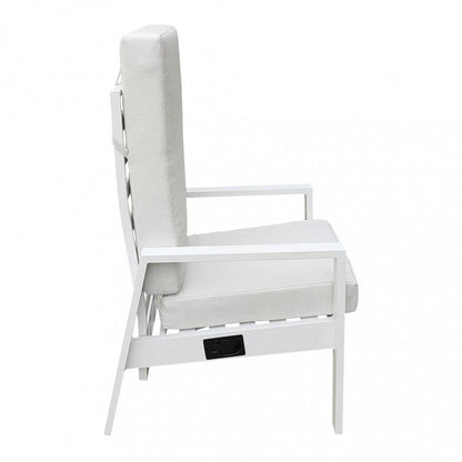 Poltrona reclinabile Giacarta in alluminio verniciato bianco con cuscino, struttura moderna, ideale per esterni e relax, SKU: AT804266-BIAN