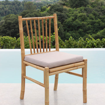 Sedia in bamboo con seduta quadrata 48x48 cm, altezza regolabile 45-85