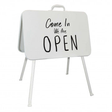 Cartello in acciaio bianco Open/Closed Pierre 60x53x77 cm