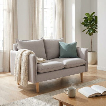 Divano 2 posti in tessuto con gambe in legno 130x84x51 cm