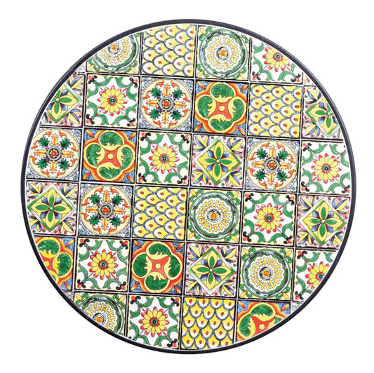 Tavolo da giardino in ceramica e ferro con mosaico Naxos Ø60 x 75h
