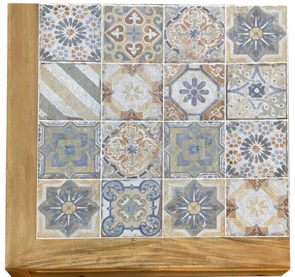 Tavolo Sorrento 201x100x75h in Acacia e Ceramica – Decoro Pompei