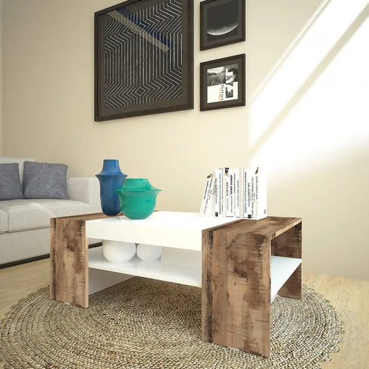 Tavolino da caffè moderno in legno laccato bianco con finitura acero pereira Tavoli Italy Web forniture   