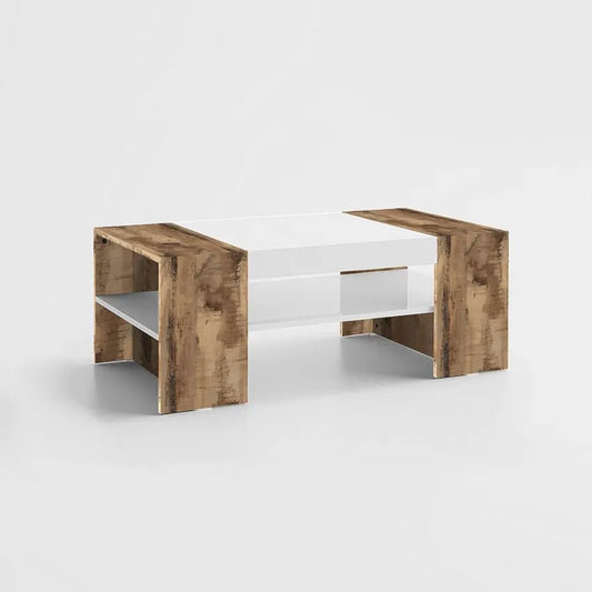 Tavolino da caffè moderno in legno laccato bianco con finitura acero pereira Tavoli Italy Web forniture   