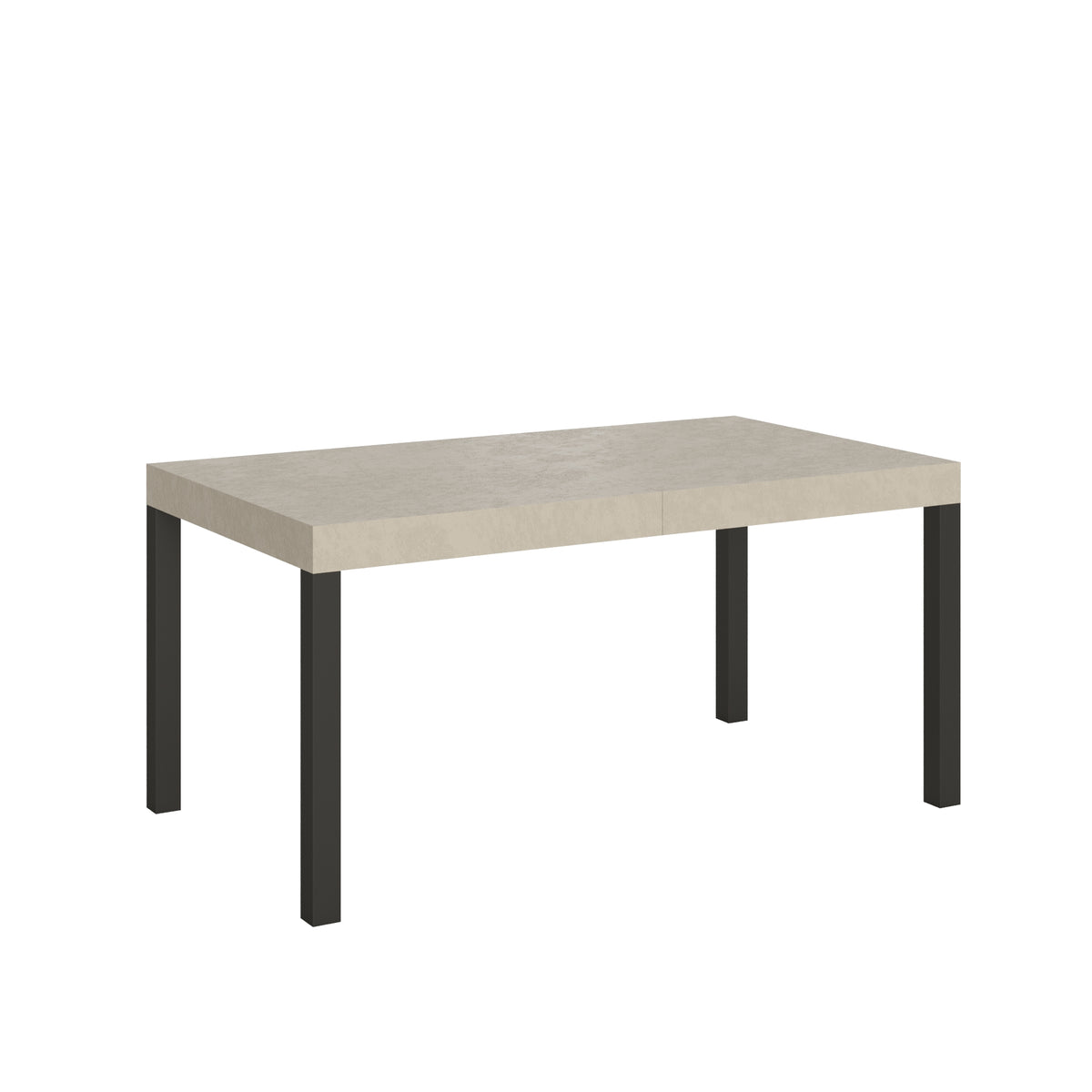 Tavolo allungabile Everyday telaio Antracite con piano chiaro in versione media, perfetto per ambienti versatili e minimalisti.