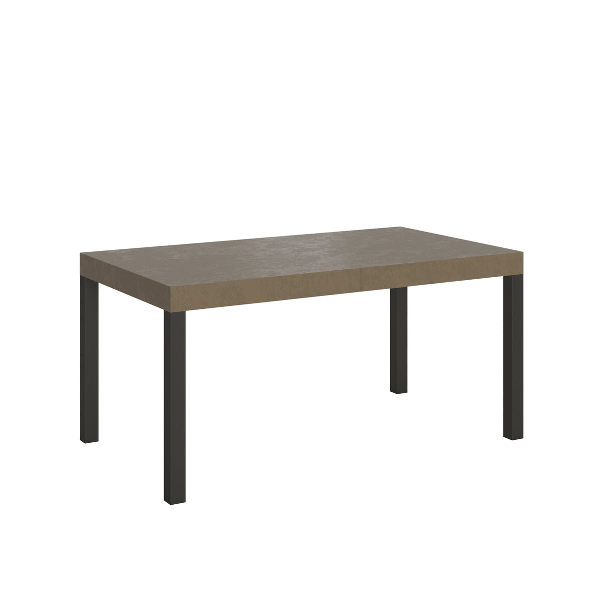 Tavolo allungabile Everyday telaio Antracite con piano marrone in versione media, design sobrio adatto a qualsiasi stile d’arredo.