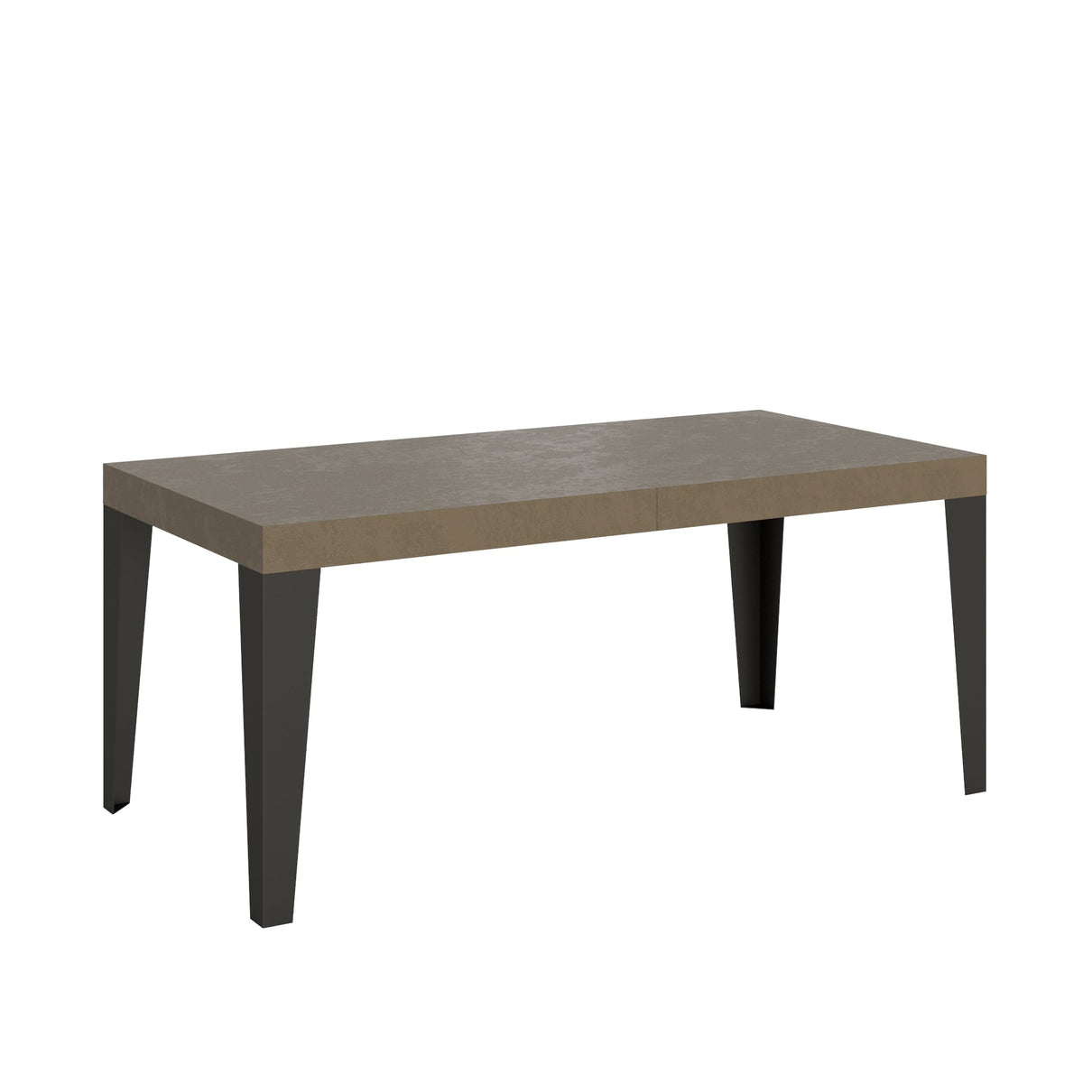 Tavolo Allungabile Flame con Gambe Antracite - Eleganza Italiana, in sala da pranzo con tappeto beige e sedie bianche.