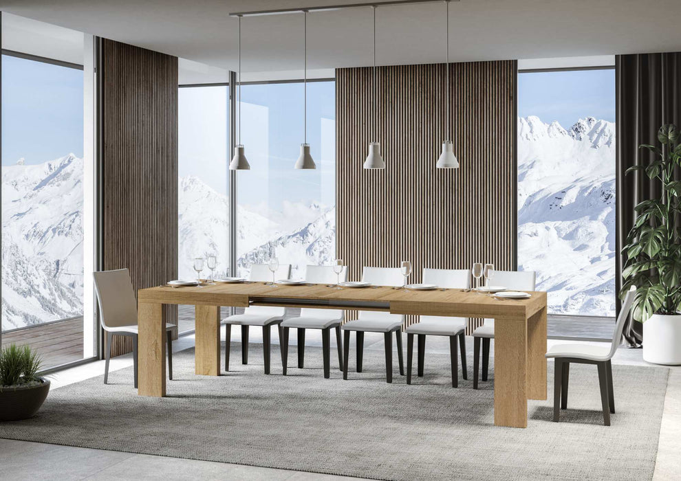 Tavolo allungato legno chiaro Roxell con sedie