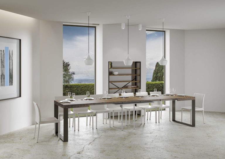 Ausziehbarer Tisch Tecno P.90 - Anthrazitfarbene Struktur