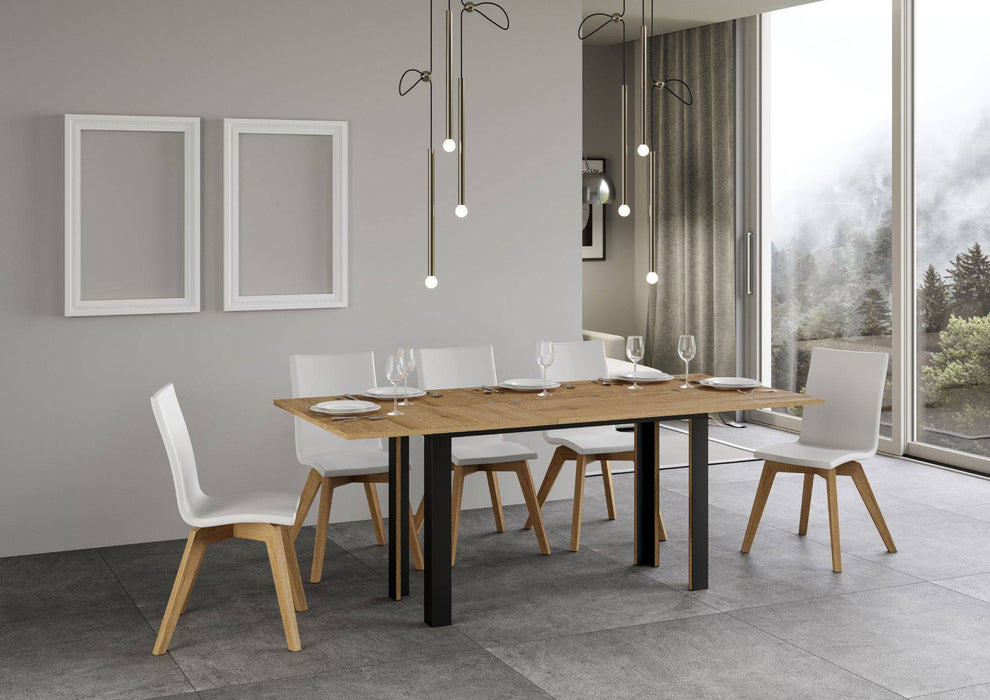 Tavolo Linea Double esteso in legno chiaro