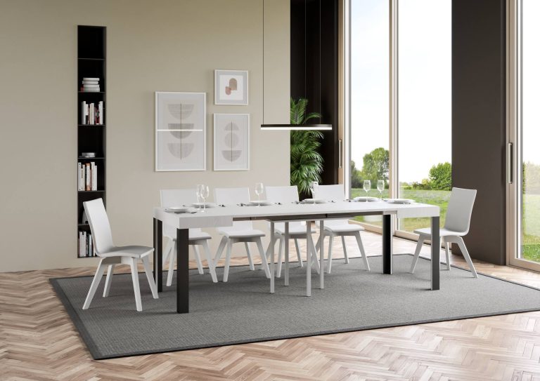 Table extensible Linea P. 90 avec structure en fer anthracite