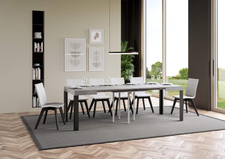 Table extensible Linea P. 90 avec structure en fer anthracite