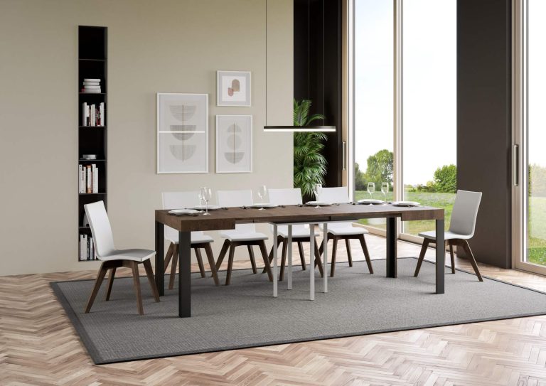 Table extensible Linea P. 90 avec structure en fer anthracite