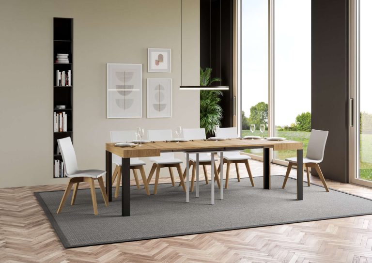 Table extensible Linea P. 90 avec structure en fer anthracite