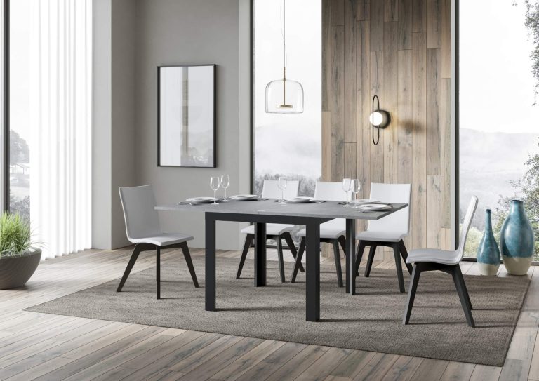 Table extensible Libra Line avec structure anthracite 90x90/180 cm