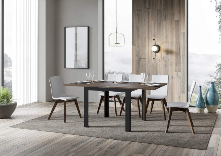 Table extensible Libra Line avec structure anthracite 90x90/180 cm