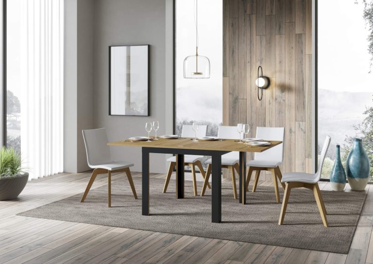 Table extensible Libra Line avec structure anthracite 90x90/180 cm