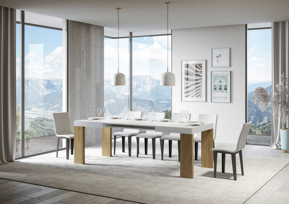 Tavolo allungabile Roxell Mix piano e gambe in diverse finiture