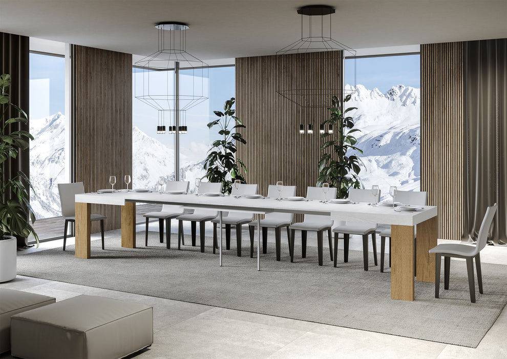 Tavolo allungabile Roxell Mix piano e gambe in diverse finiture