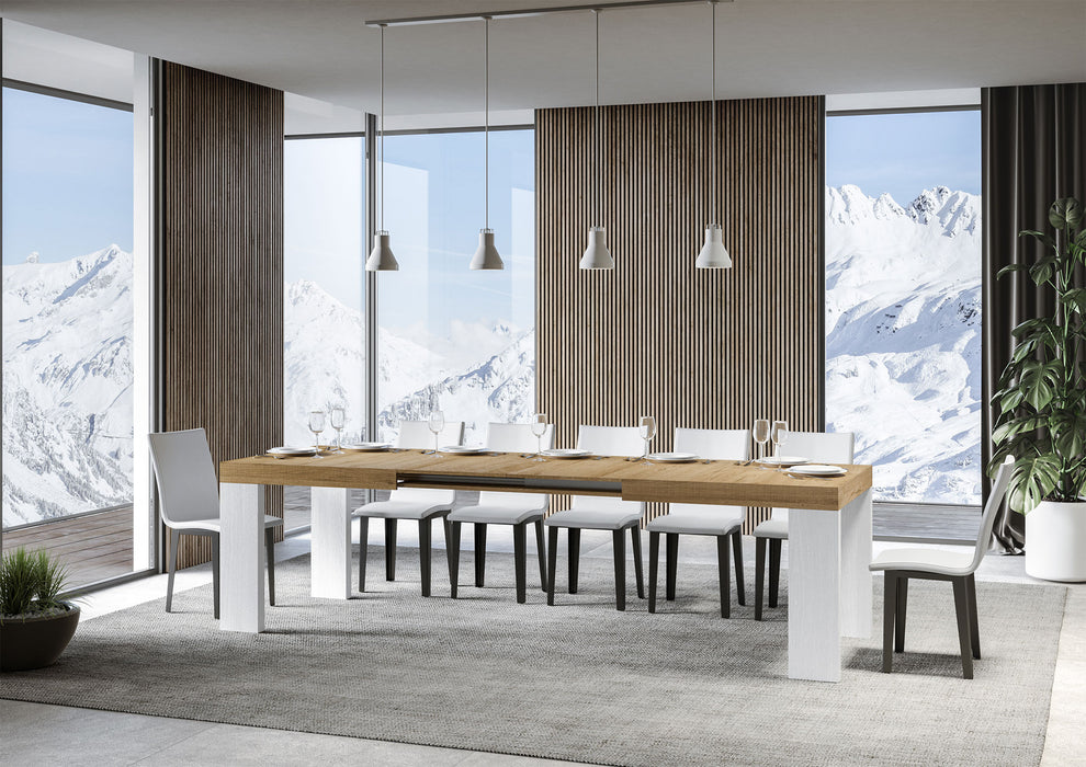 Tavolo allungabile Roxell Mix piano e gambe in diverse finiture