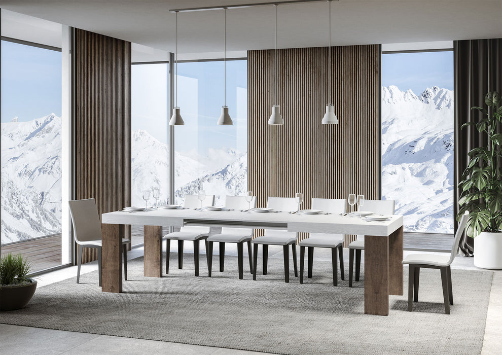 Tavolo allungabile Roxell Mix piano e gambe in diverse finiture