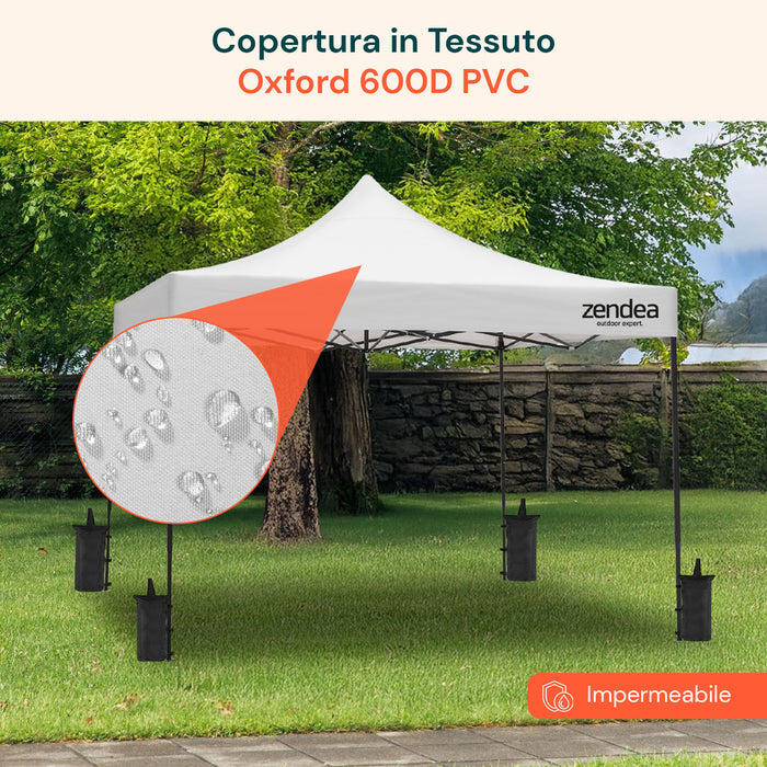 Gazebo Pieghevole 3x3m Bianco Impermeabile Oxford 600D