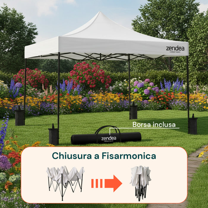 Gazebo Pieghevole 3x3m Bianco Impermeabile Oxford 600D