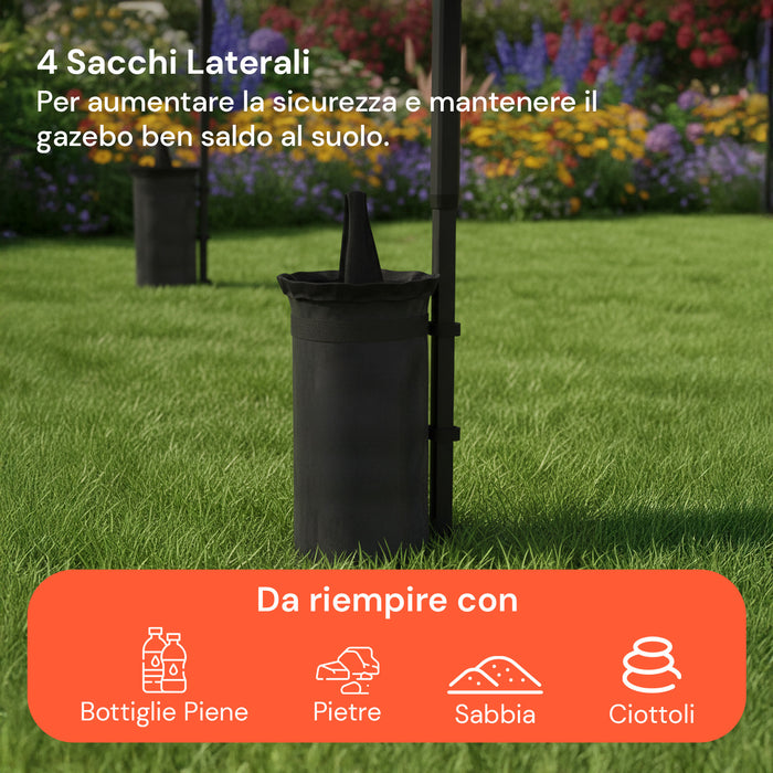 Gazebo Pieghevole 3x3m Bianco Impermeabile Oxford 600D