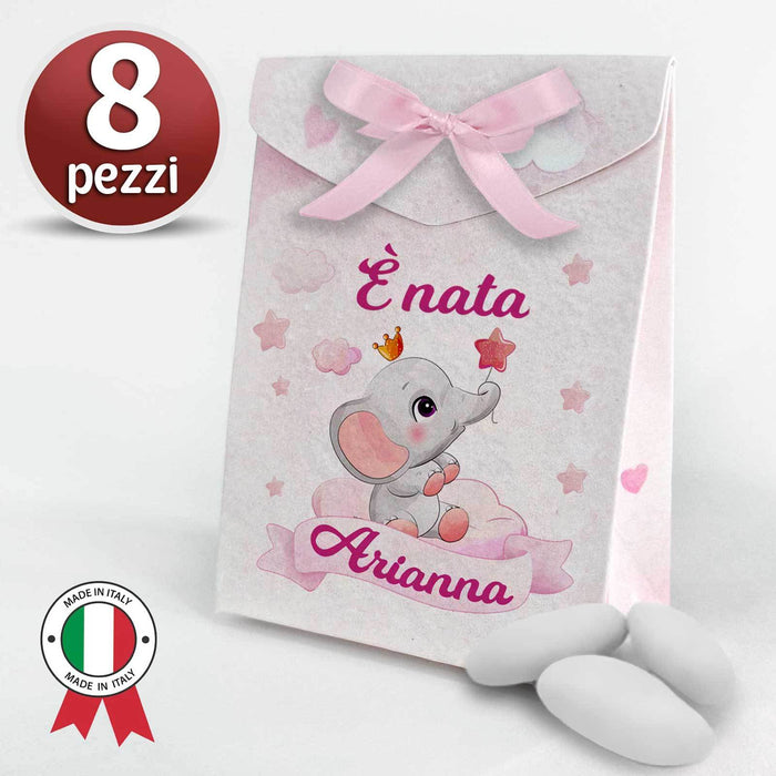 Set 8 Scatoline Bomboniere Personalizzate Orsetto Blu