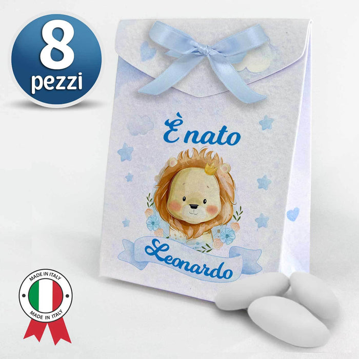 Set 8 Scatoline Bomboniere Personalizzate Orsetto Blu