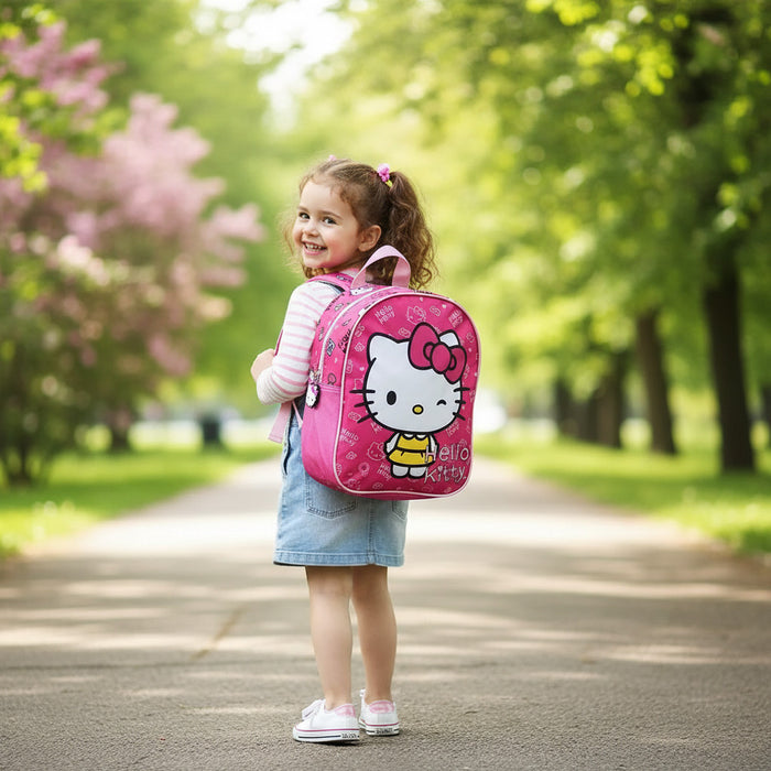 Zaino Asilo Bambini Hello - Rosa Chiaro con Tasche 🎒
